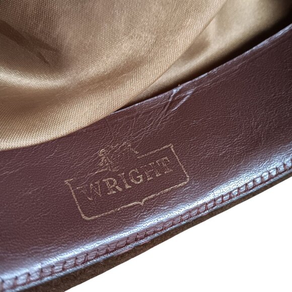 Vintage 6 3/4 7/8 Wright Western Cowboy Cavalry Hat 1950's Imported Coney Fur - Picture 8 of 11